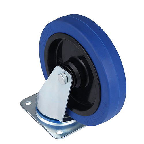 Blue Elastic Rubber Swivel Castor