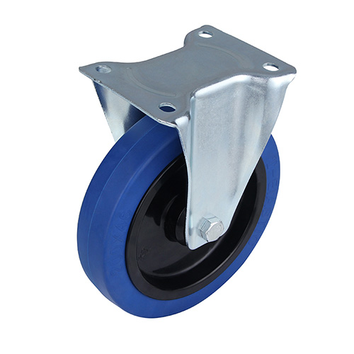 Blue Elastic Rubber Fixed Castor