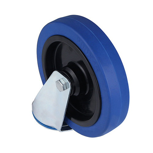 Blue Elastic Rubber Swivel Castor with Bolt Hole 