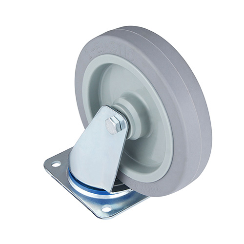 Grey Elastic Rubber Swivel Castor with Roller Bearing