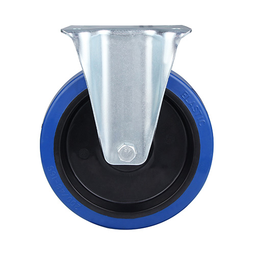 Blue Elastic Rubber Fixed Castor with Polyamide Wheel Centre