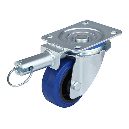 Blue Elastic Rubber Swivel Castor with Total Lock with Polyamide Wheel Centre