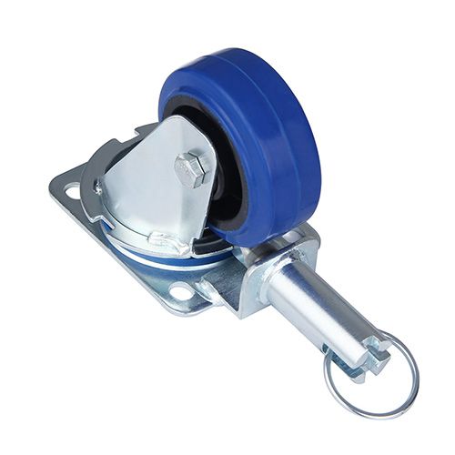 Blue Elastic Rubber Swivel Castor with Total Lock with Polyamide Wheel Centre