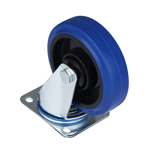 Blue Elastic Rubber Swivel Castor with Roller bearing with Polyamide Wheel Centre