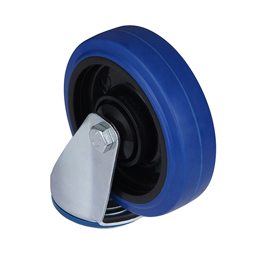 Blue Elastic Rubber Swivel Castor with Polyamide Wheel Centre