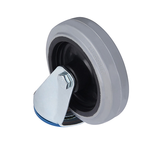 Grey Elastic Rubber Swivel Castor with Bolt Hole with Polyamide Wheel Centre