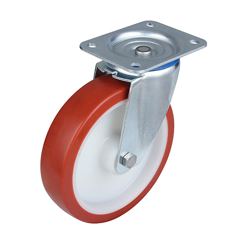 Red Injection Polyurethane Swivel Castor