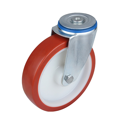 Red Injection Polyurethane Swivel Castor with Bolt Hole