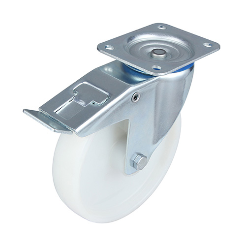 White Polyamide Swivel Castor with Total Lock