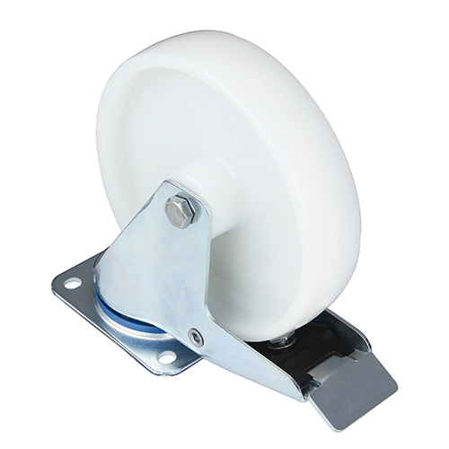 White Polyamide Swivel Castor with Total Lock