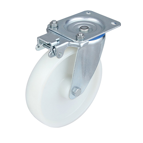 White Polyamide Swivel Castor with Directional Lock