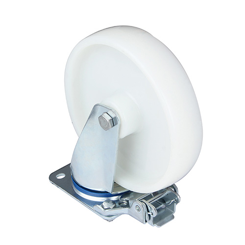 White Polyamide Swivel Castor with Directional Lock