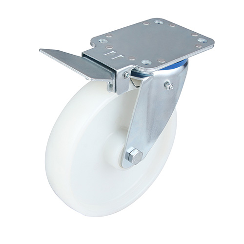 White Polyamide Swivel Castor with Central Lock