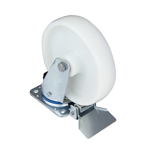White Polyamide Swivel Castor with Central Lock