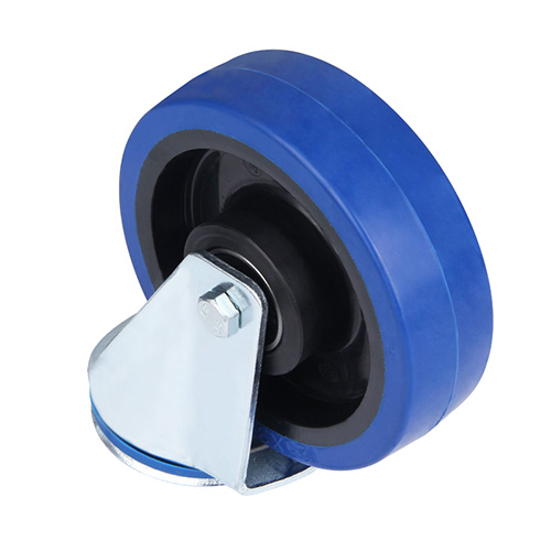 Blue Elastic Rubber Swivel Castor with Bolt Hole with Two Ball Bearings