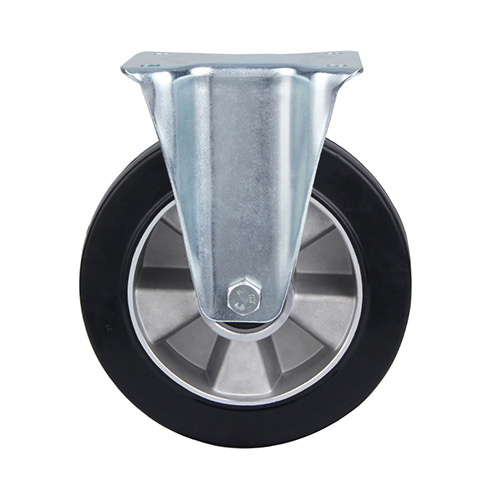 Black Elastic Rubber Castors for Silvery Casting-Aluminium Wheel Centre	