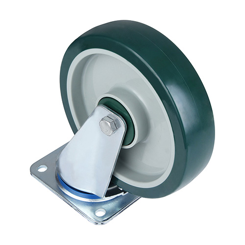 Green Polyurethane Swivel Castor With Green Plastic Samll Thread Guards