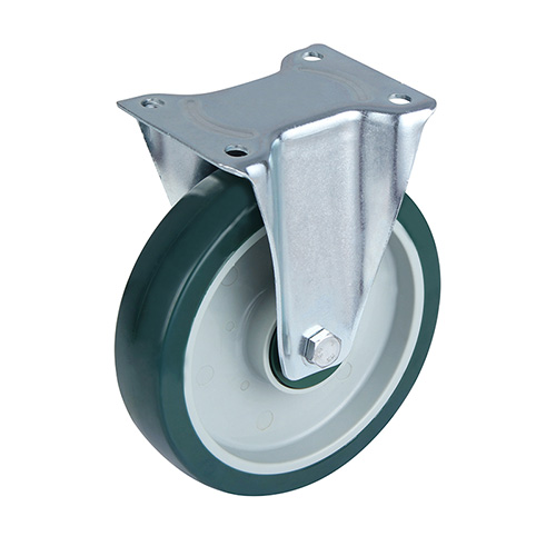 Green Polyurethane Fixed Castor With Green Plastic Samll Thread Guards