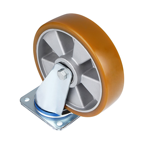 Brown Polyurethane Swivel Castor with Silvery Casting-Aluminium Wheel Centre