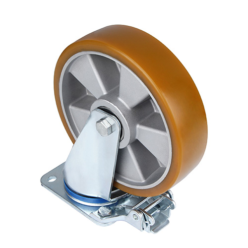 Brown Polyurethane Castors with Silvery Casting-Aluminium Wheel Centre