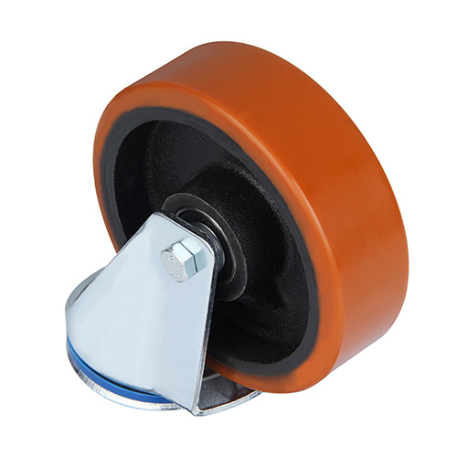 Brown Polyurethane Swivel Castor With Bolt Hole with Sliver Casting-Iron Wheel Centre