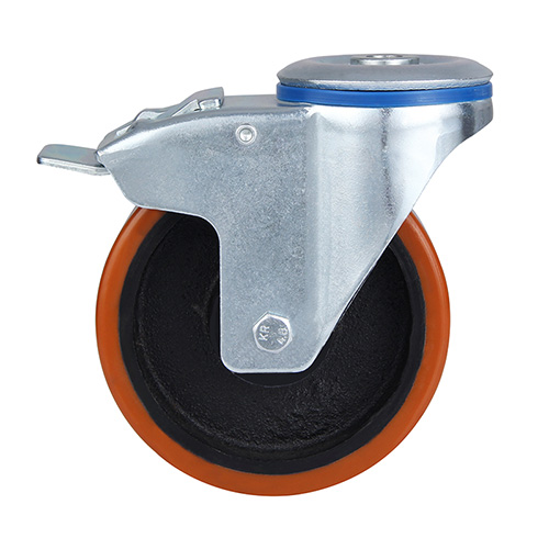 Brown Polyurethane Castors with Sliver Casting-Iron Wheel Centre