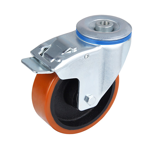 Brown Polyurethane Castors with Sliver Casting-Iron Wheel Centre