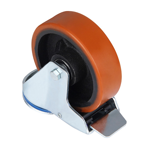 Brown Polyurethane Castors with Sliver Casting-Iron Wheel Centre