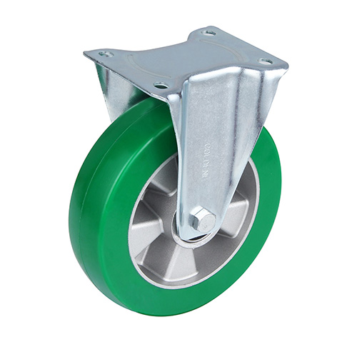 Green Elastic Polyurethane Fixed Castor with Two Ball bearings