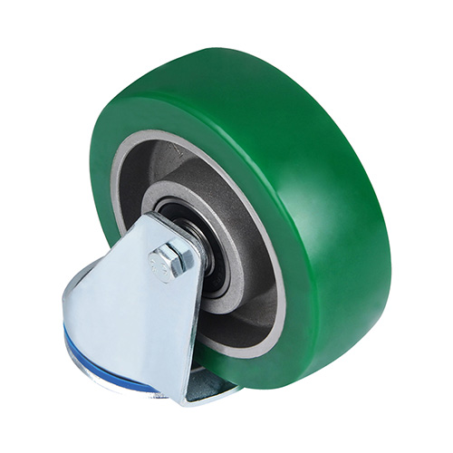 Green Elastic Polyurethane Swivel Castor With Bolt Hole with Two Ball bearings