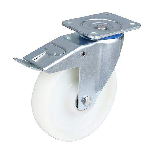 White Polyamide Swivel Castor with Total Lock