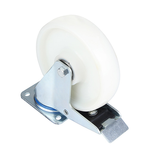 White Polyamide Swivel Castor with Total Lock