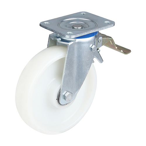 White Polyamide Swivel Castor with Front Lock