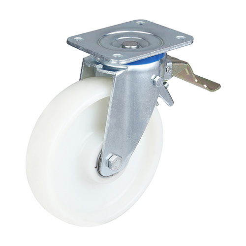 White Polyamide Swivel Castor with Front Lock