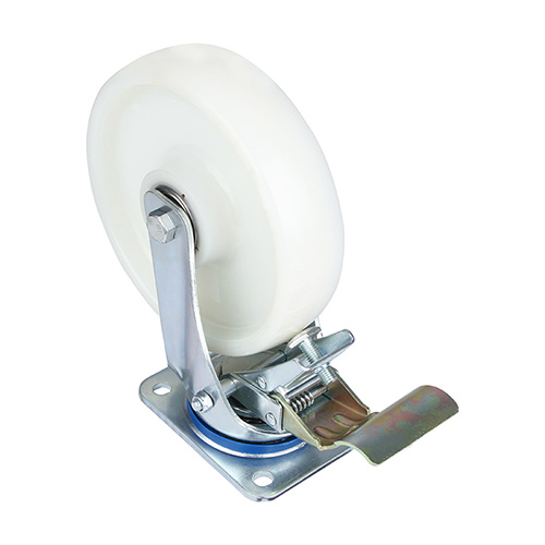 White Polyamide Swivel Castor with Front Lock