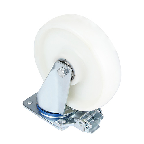 White Polyamide Swivel Castor with Directional Lock