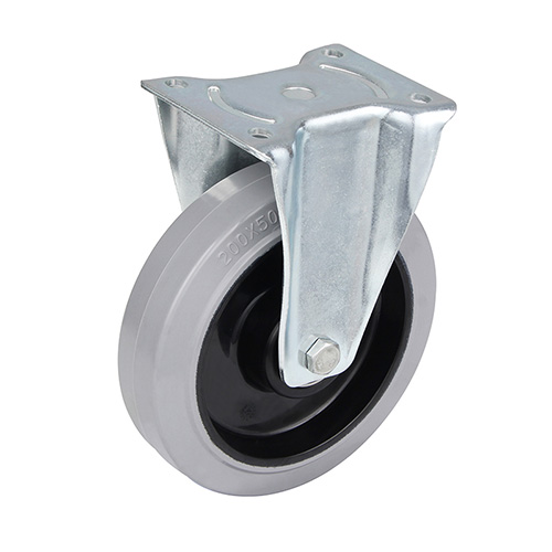 Grey Elastic Rubber Heavy duty Fixed Castor