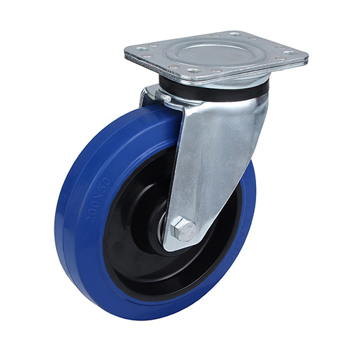 Blue Elastic Rubber Heavy duty Swivel Castor