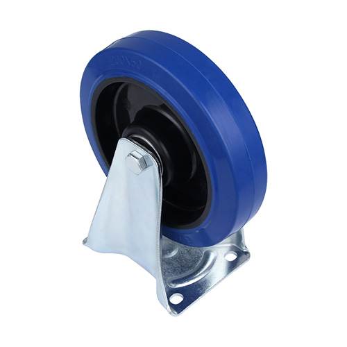 Blue Elastic Rubber Heavy duty Fixed Castor