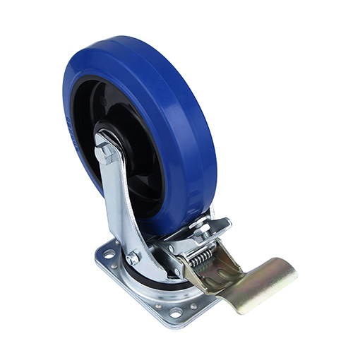 Blue Elastic Rubber Heavy duty Swivel Castor with Front Lock