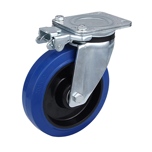 Blue Elastic Rubber Heavy duty Swivel Castor with Directional Lock