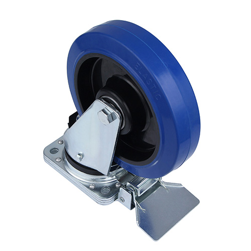 Blue Elastic Rubber Heavy duty Swivel Castor with Central Lock