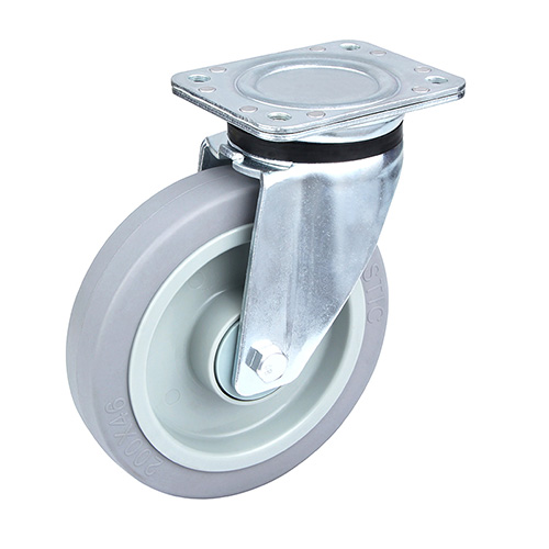 Grey Elastic Rubber Heavy Duty Swivel Castor