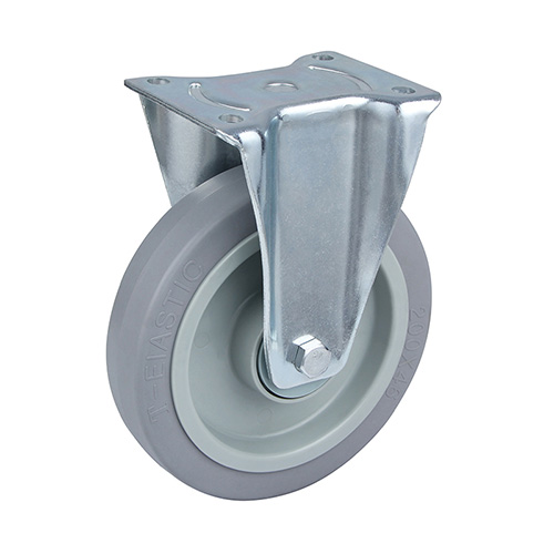 Grey Elastic Rubber Heavy Duty Fixed Castor