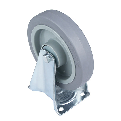 Grey Elastic Rubber Heavy Duty Fixed Castor