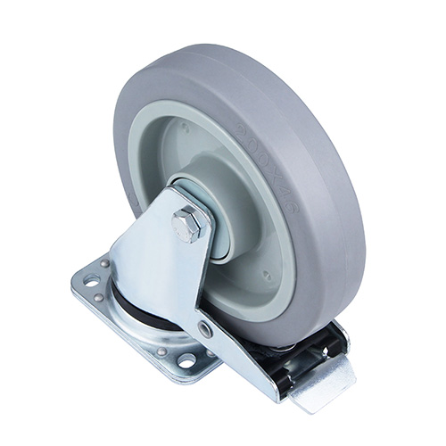 Grey Elastic Rubber Heavy Duty Swivel Castor with Total Lock