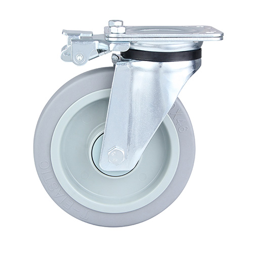 Grey Elastic Rubber Heavy Duty Swivel Castor with Directional Lock
