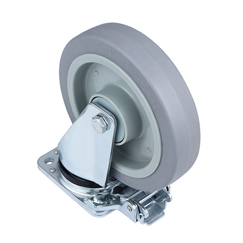 Grey Elastic Rubber Heavy Duty Swivel Castor with Directional Lock