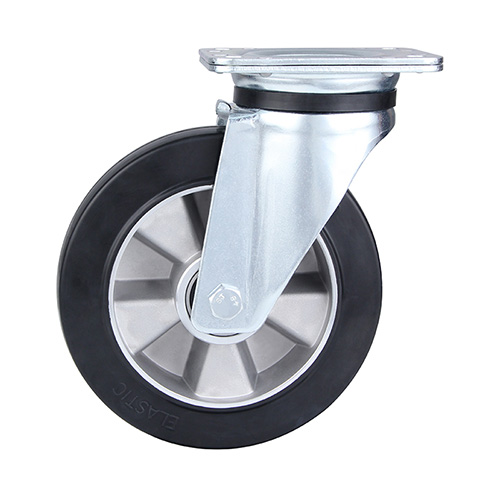 Black Elastic Rubber Heavy Duty Swivel Castor