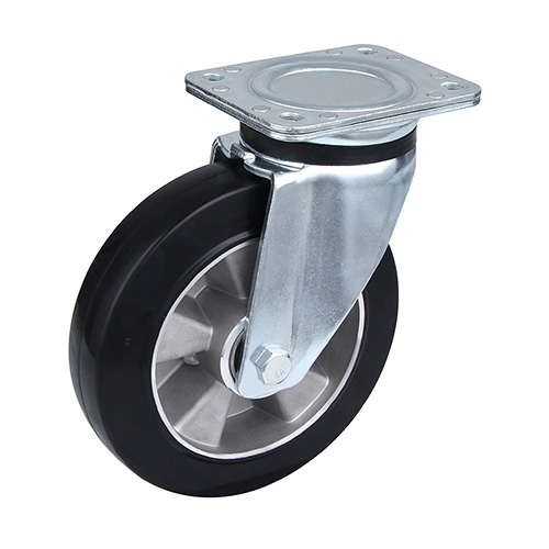 Black Elastic Rubber Heavy Duty Swivel Castor